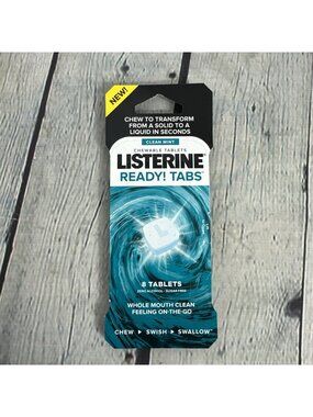 Listerine Ready! Tabs Chewable - Clean Mint - On The Go - 8 Tablets (Pack of 1)